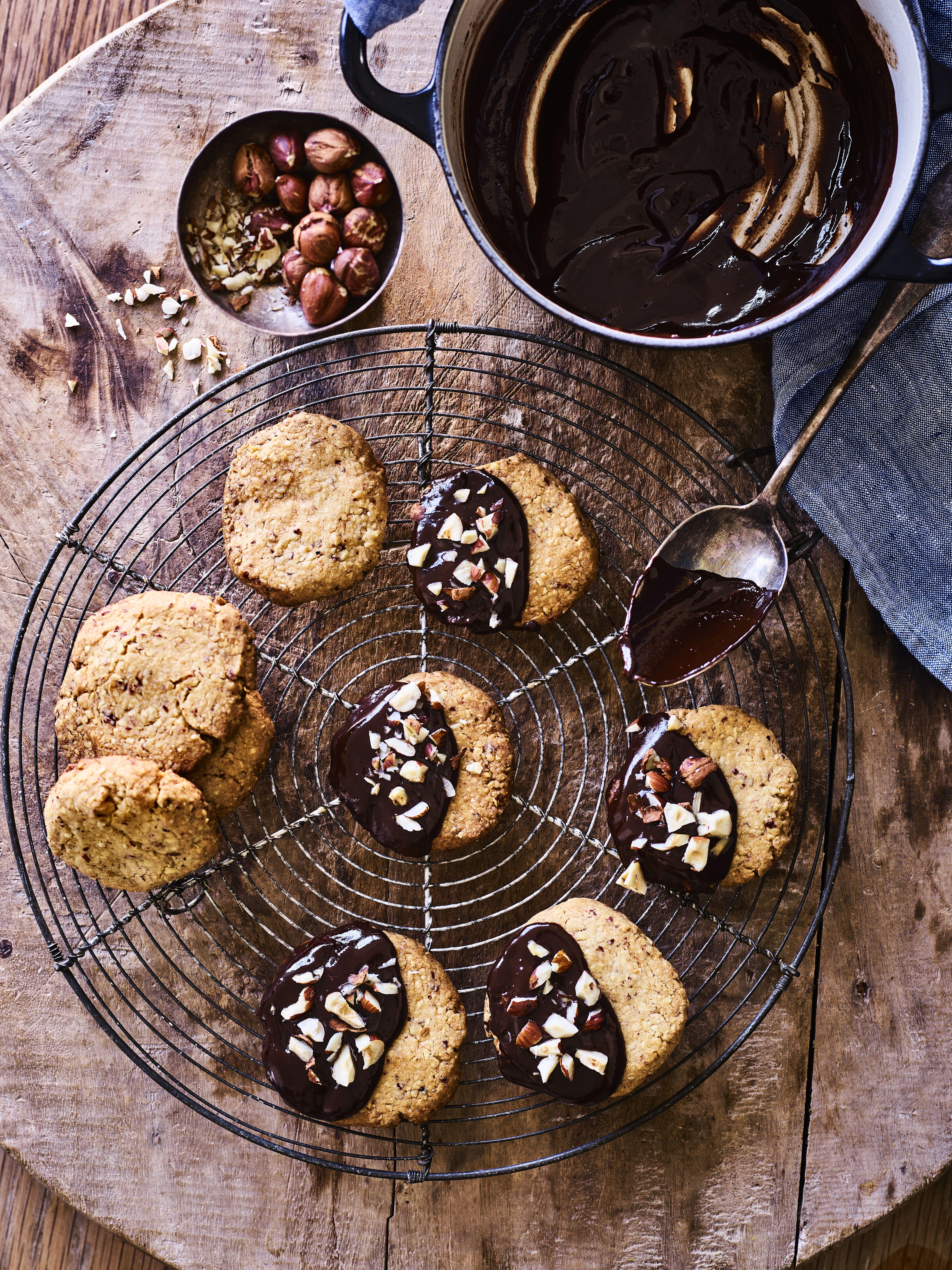 Hazelnootkoekjes met chocolade